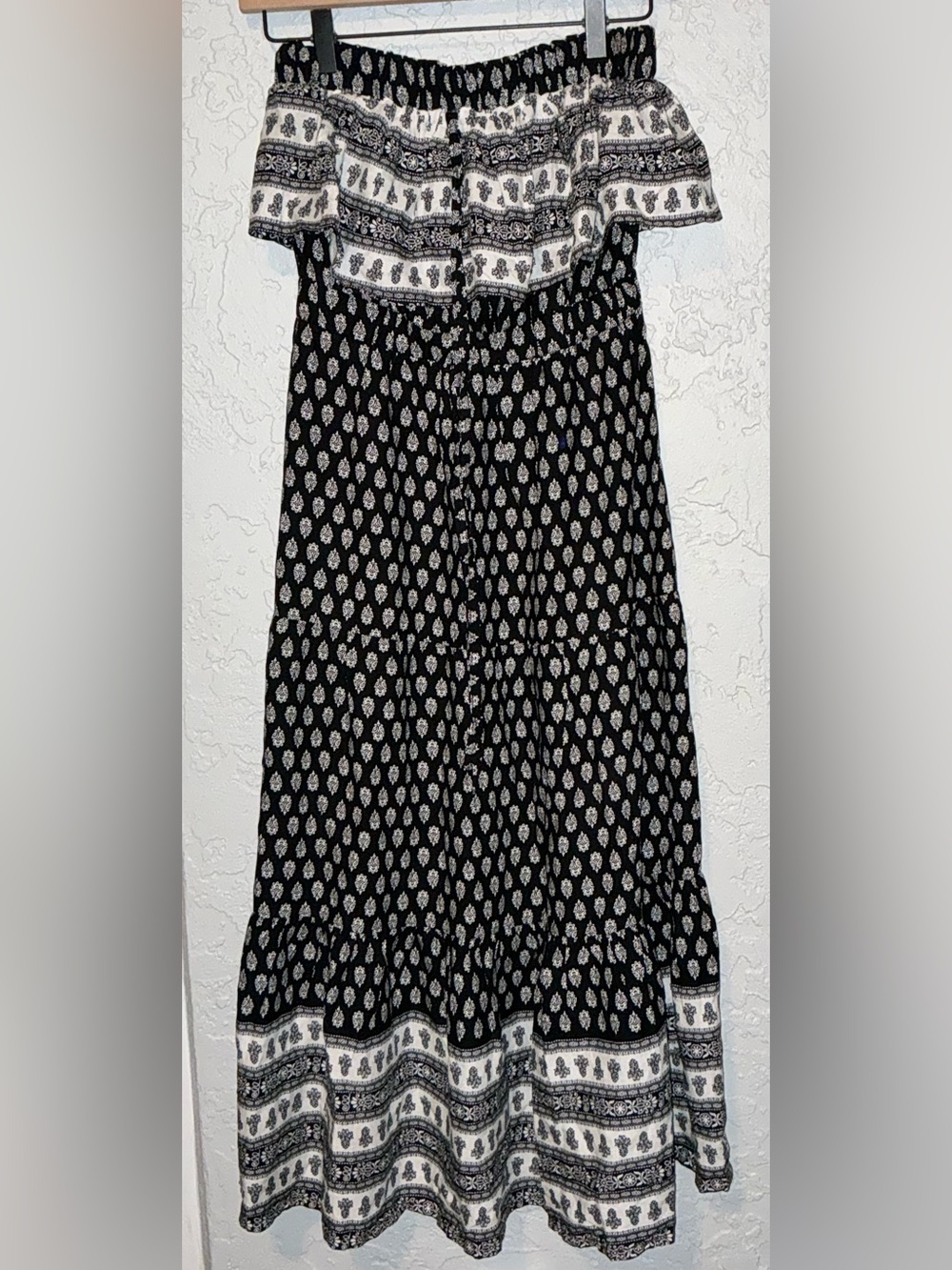 Venus Lascana Black with White Paisley Print Tube Top Dress